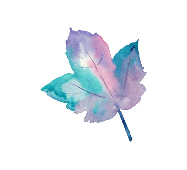 Watercolor maple leaf. Colorful handdrwn illustration isolated on white background. — Stock Photo, Image