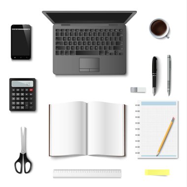 Ofis ve bisiness malzemeleri tasarım şablonu vektör eps 10