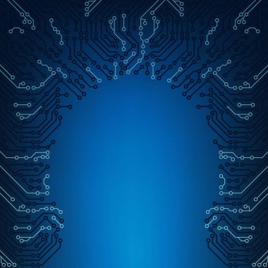 Soyut Mavi teknoloji baskılı devre kartı şablonu vektör eps 10