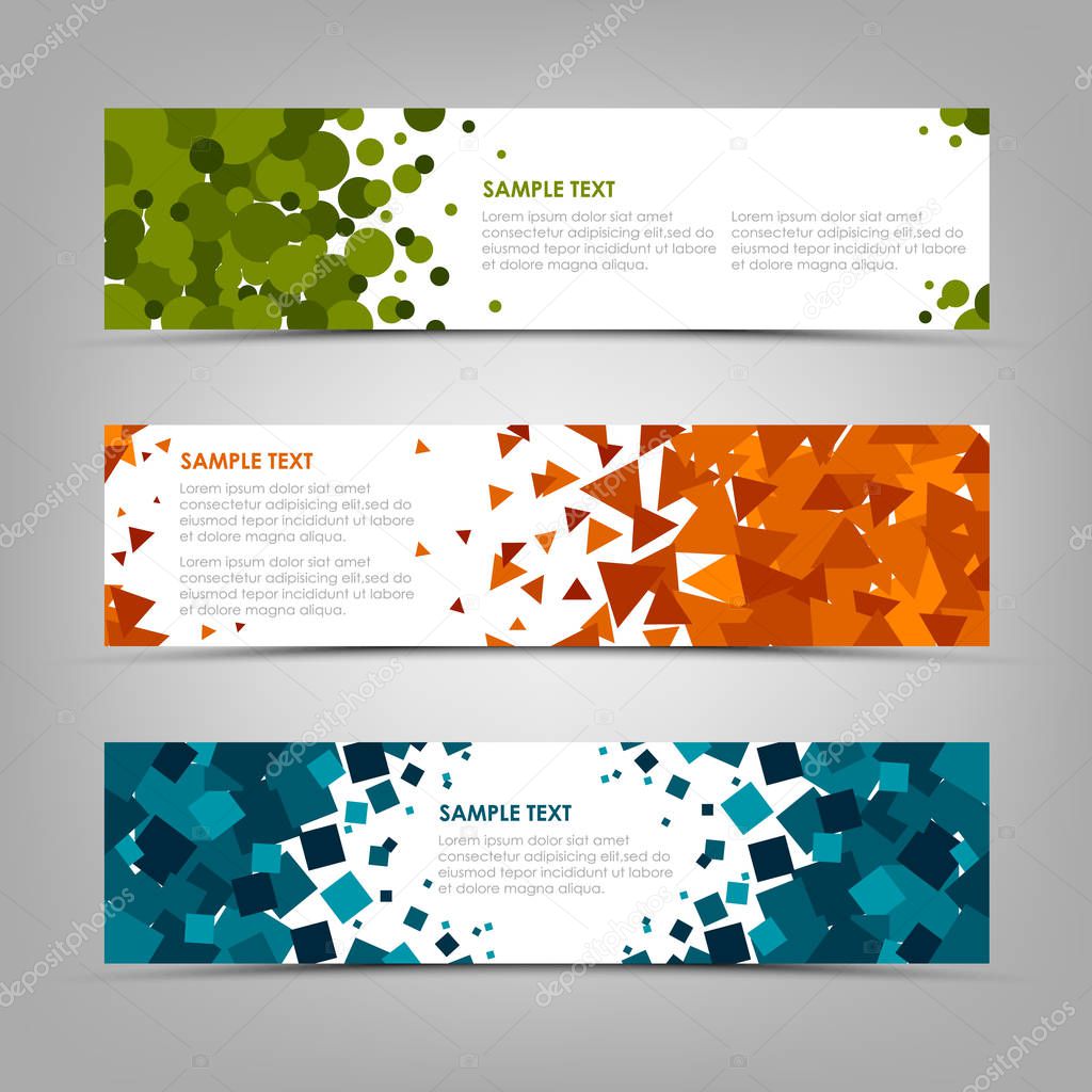 Collection abstract horizontal banners with colorful geometric shapes vector eps 10