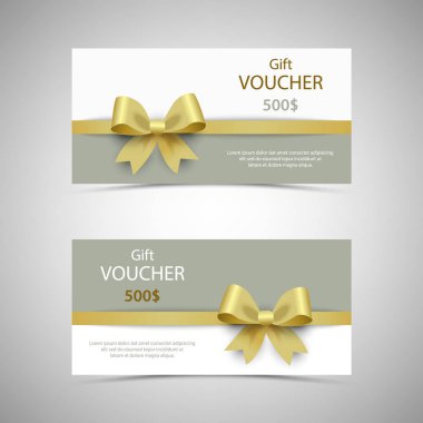 Hediye çeki ile tasarım Altın Yay şablon vektör eps 10