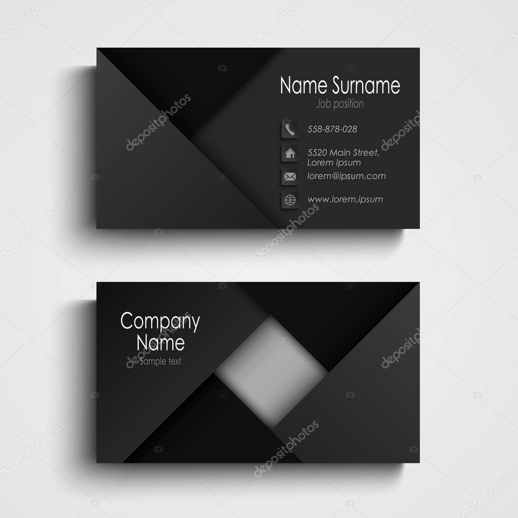 Business card in black design with triangles template vector eps 10