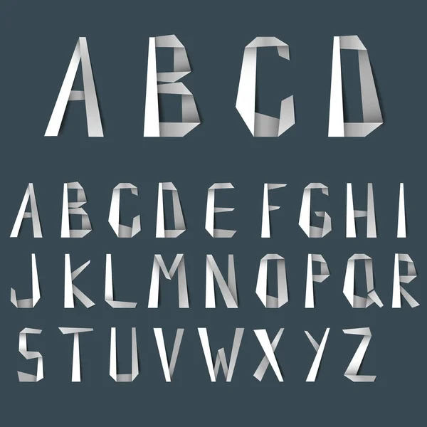 Große Buchstaben Des Alphabets Aus Weißer Gefalteter Papierschablone Vektor Folge — Stockvektor