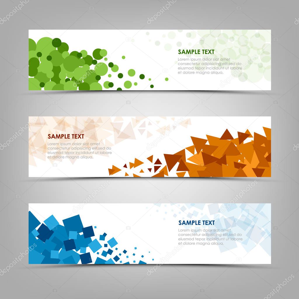Collection abstract banners with colorful design shapes vector eps 10