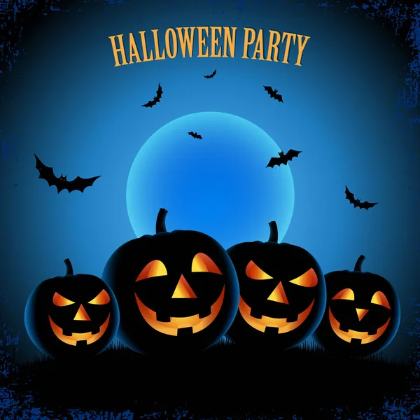 Halloween Plakát Dýní Modrém Designu Šablony Vektorové Eps — Stockový vektor
