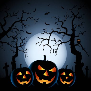 Kabaklar ve Perili Orman vektör eps 10 Halloween geceler arka plan