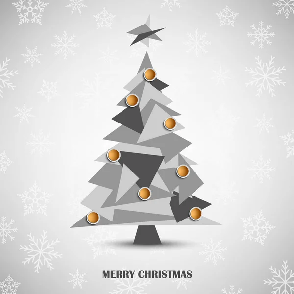 Cartão Natal Com Abstrato Árvore Triangular Cinza Modelo Vetor Eps — Vetor de Stock
