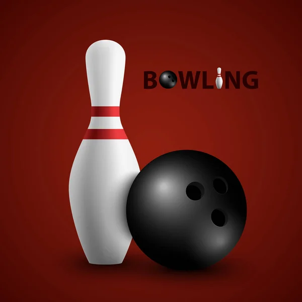 Bowling Poster Con Palla Pin Modello Vettoriale Eps — Vettoriale Stock