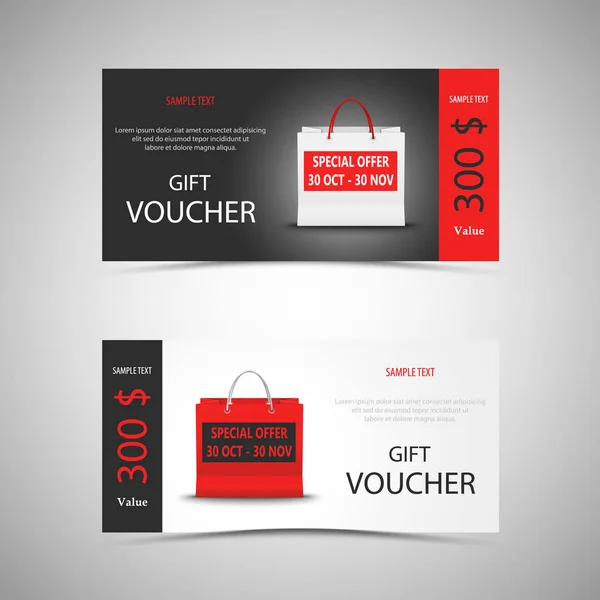 Gift Voucher Shopping Bag Template Vector Eps — Stock Vector