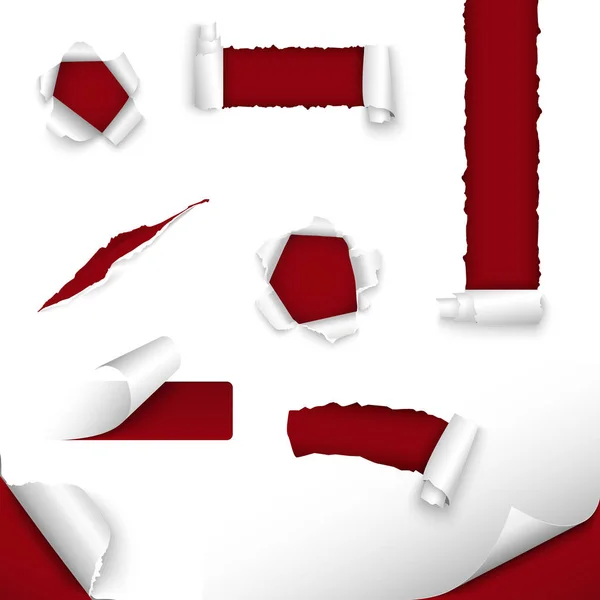 Kırmızı beyaz tasarım şablonu vektör EPS 10 yırtık kağıt topluluğu