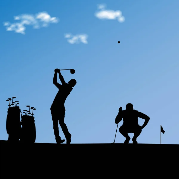 Golfisti Silhouette Con Borse Fronte Vettore Modello Verde Eps — Vettoriale Stock