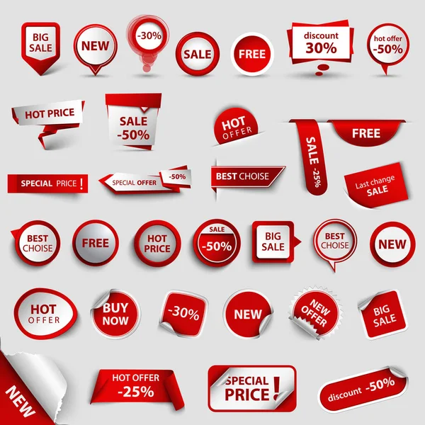 Collection Web Pointers Shopping Red Design Vector Eps — Stock Vector