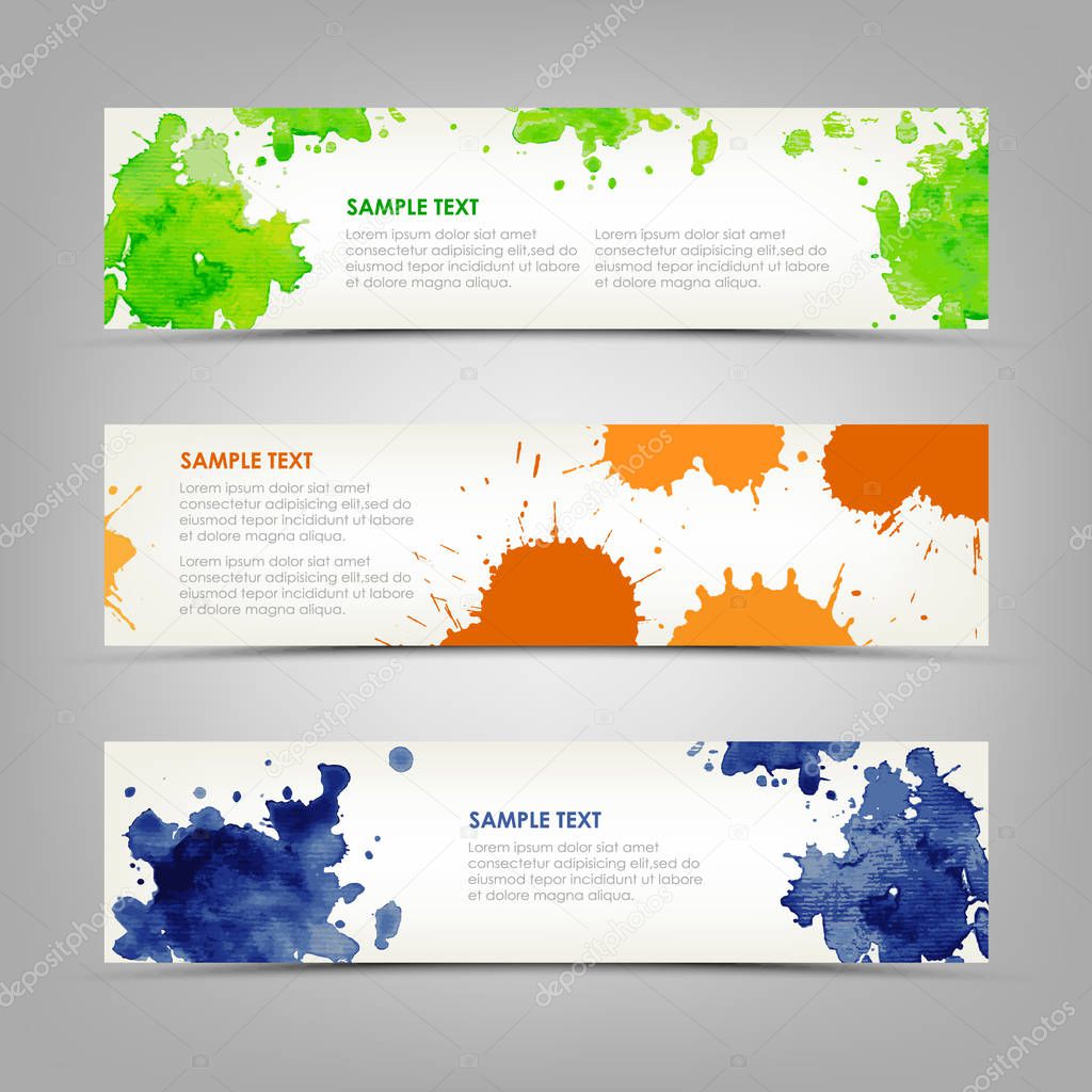 Collection abstract banners with colored blots and drops vector eps 10