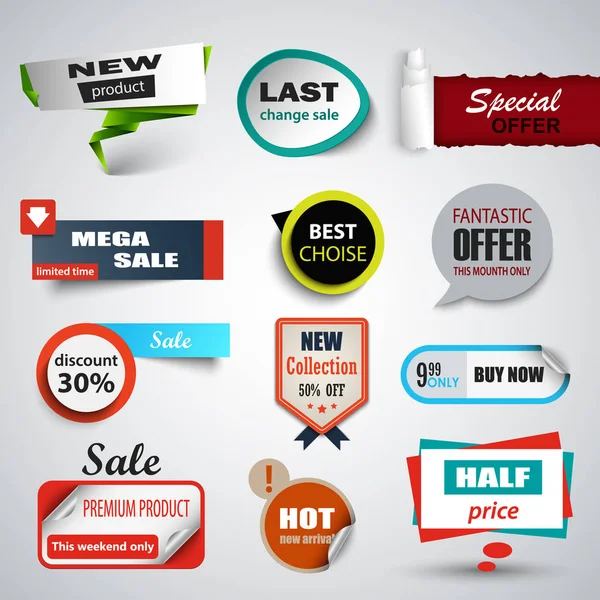 Tasarım öğeleri koleksiyonu Satılık işaretçiler ve etiketleri