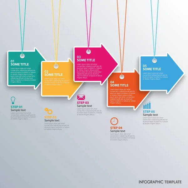 정보 그래픽 컬러 디자인 화살표 서식 파일에 매달려 함께 — 스톡 벡터