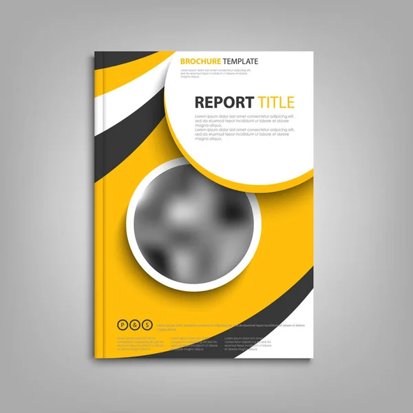 Brochures book flyer with circular pattern in black yellow design