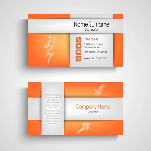 Visitekaartje met strepen ontwerp in oranje sjabloon — Stockvector