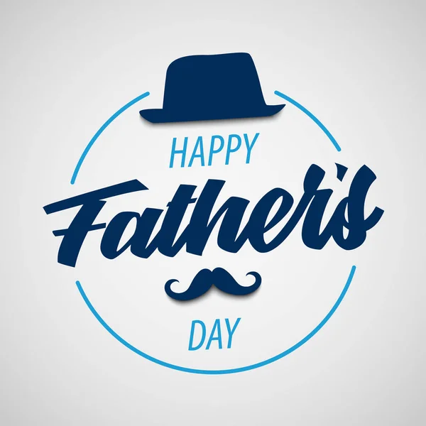 Fathers Day poster with hat and mustache in blue design — Stock Vector