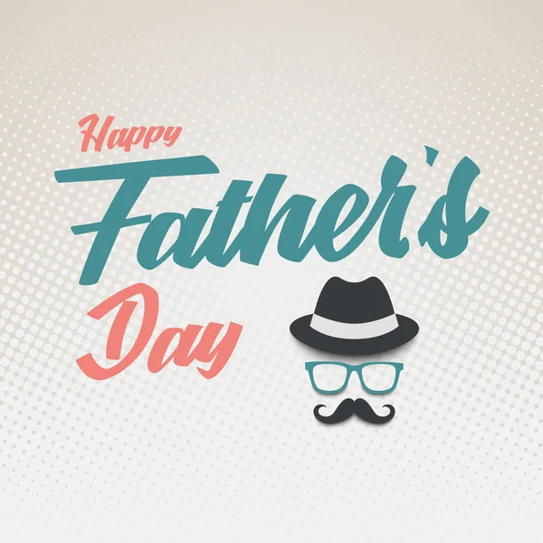 Fathers Day poster with hat glasses and mustache template — Stock Vector