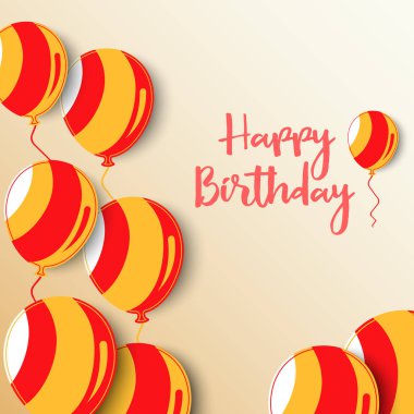 Kırmızı turuncu tasarımbalonlar ile Doğum günü posteri