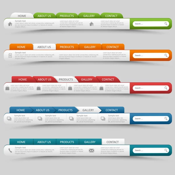 Yer imleri şablonu ile koleksiyon renkli web sitesi tasarımı navigasyon