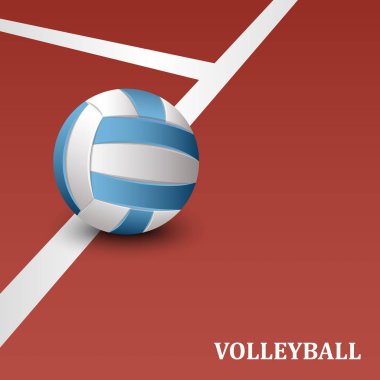 Oyun alanı şablonu üzerinde topu ile Voleybol posteri