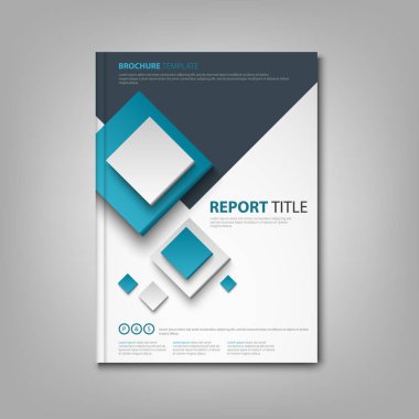 Beyaz mavi tasarımda küpler içeren broşürler kitap veya el ilanı