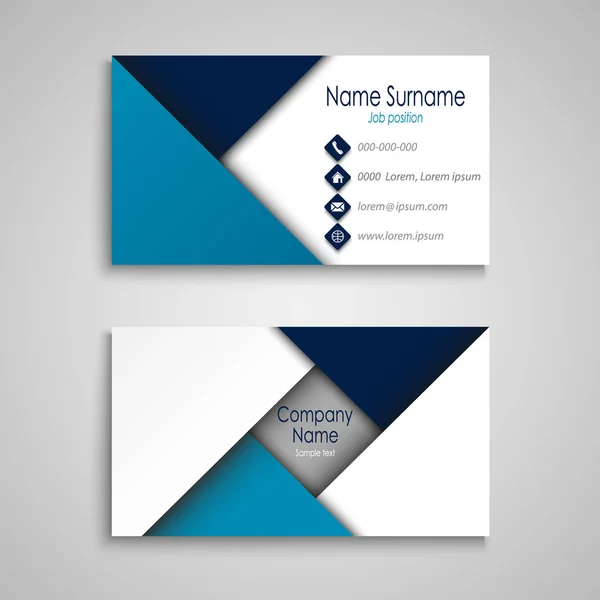 Cartão de visita com padrão triangular em design branco azul — Vetor de Stock
