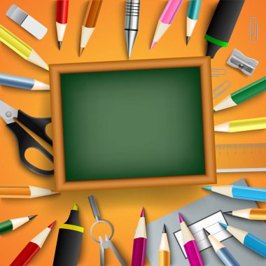 Malzeme ve yönetim kurulu şablonu ile okul posterine geri dön