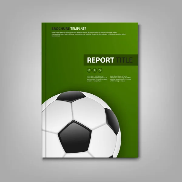 Brochures book or flyer with soccer ball on background — Stock Vector