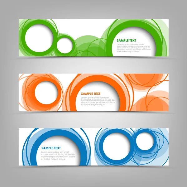 Coleção banners abstratos com design de círculos coloridos — Vetor de Stock