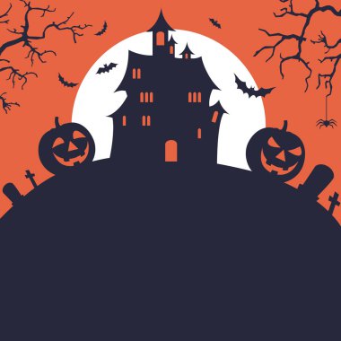 Düz tasarım kabakkale yarasalar ile Halloween poster