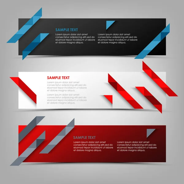 Sammlung abstrakte Banner mit dreieckigen bunten Streifen Vorlage — Stockvektor