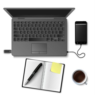 Yaratıcı iş tasarımı çalışma alanı beyaz arkaplan vektörü 10 'u gösteriyor