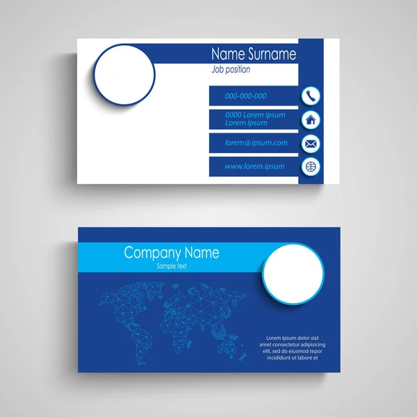 Tarjeta Visita Con Rayas Diseño Azul Simple Vector Eps — Vector de stock