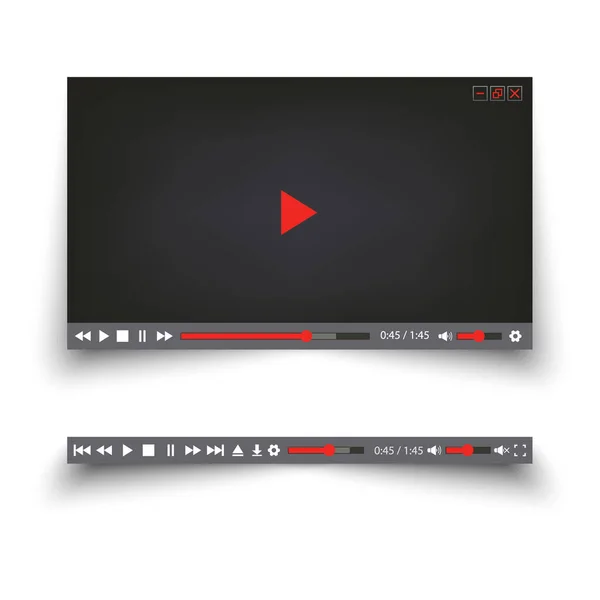 具有简单设计按钮模板向量Eps 10的Web视频播放器 — 图库矢量图片