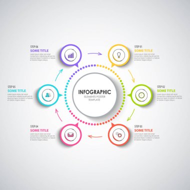 Soyut yuvarlak tasarım etiketli bilgi grafiği şablon vektörü 10
