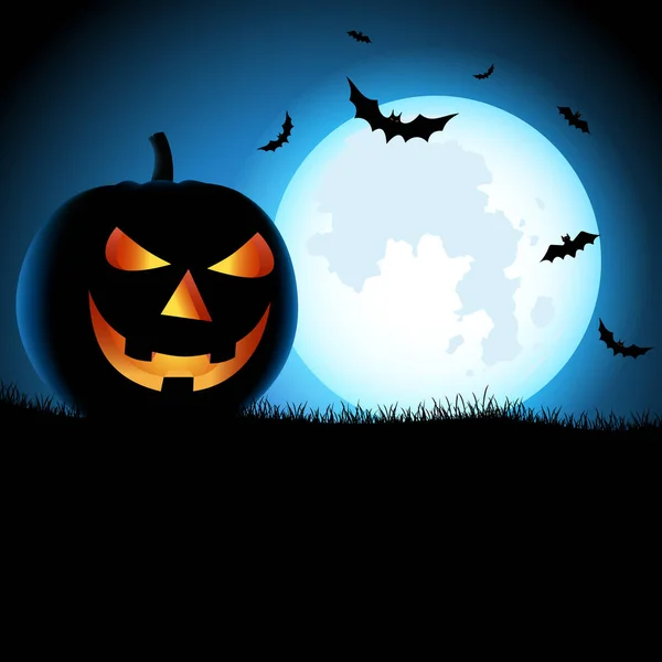 Affiche Fantomatique Halloween Avec Citrouilles Bleu Noir Vecteur Conception Eps — Image vectorielle