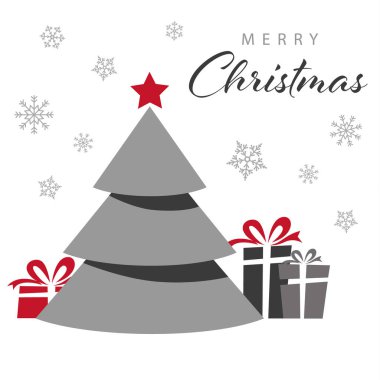 Ağaçlı Noel kartı ve basit stil vektörlü hediyeler 10 'a yükseltir