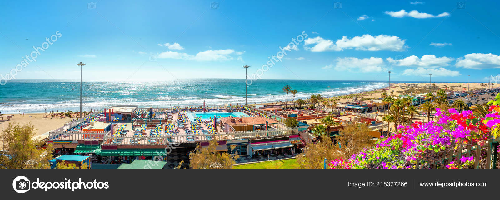 Vue Panoramique Plage Playa Del Ingles Maspalomas Grande