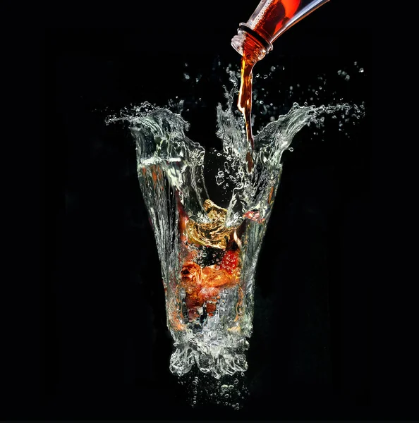 Imaginary Picture Cola Drink Being Poured Metaphorical Glass Out Water — Stock Photo, Image