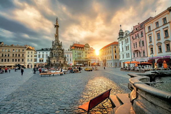 Olomouc Republika Czeska Września 2017 Widok Główny Plac Pomnikiem Kolumna — Zdjęcie stockowe