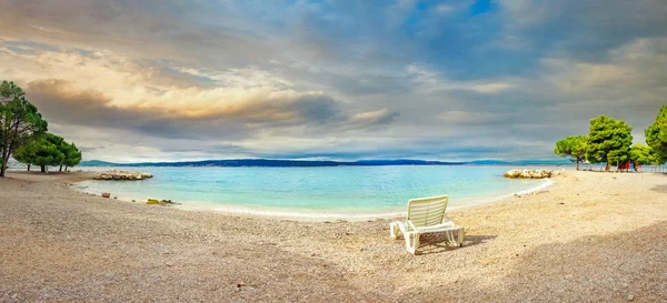 Panoramiczny Pejzaż Plaży Miejscowości Crikvenica Zatoka Kvarner Chorwacja — Zdjęcie stockowe