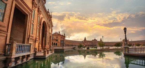 Panoramiczny Widok Plac Hiszpański Plaza Espana Sewilla Andaluzja Południowa Hiszpania — Zdjęcie stockowe