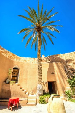 Berberyeraltı konutları. Troglodyte evi. Matmata, Tunus