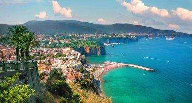 Coastline with view of gulf and Sorrento town. Amalfi coast, Cam clipart