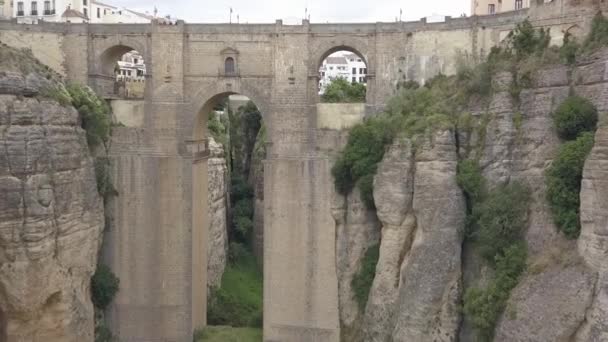 Aerial View Historical Puente Nuevo Bridge Newest Largest Bridge Spans — Stock Video