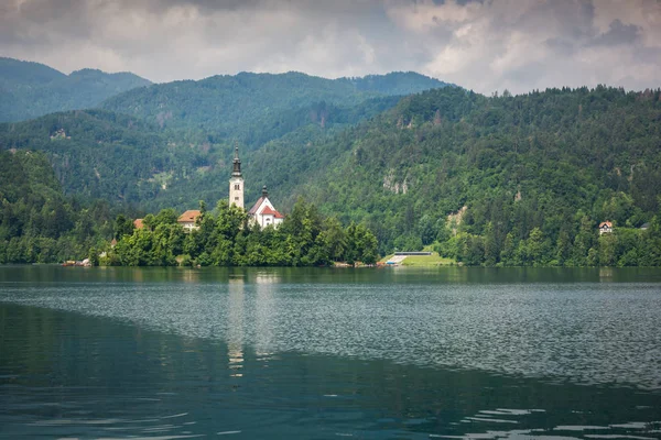 Eglise Sur Île Lac Bled Slovénie — Photo