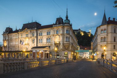 Historic buildings in old town in Ljubljana, Slovenia clipart