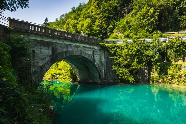 Most Přes Řeku Soca Většině Soči Slovinsko — Stock fotografie